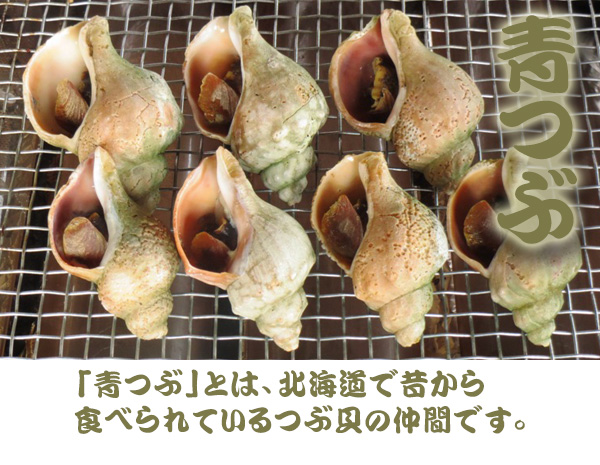 青つぶ　「青つぶ」とは、北海道で昔から食べられているつぶ貝の仲間です。